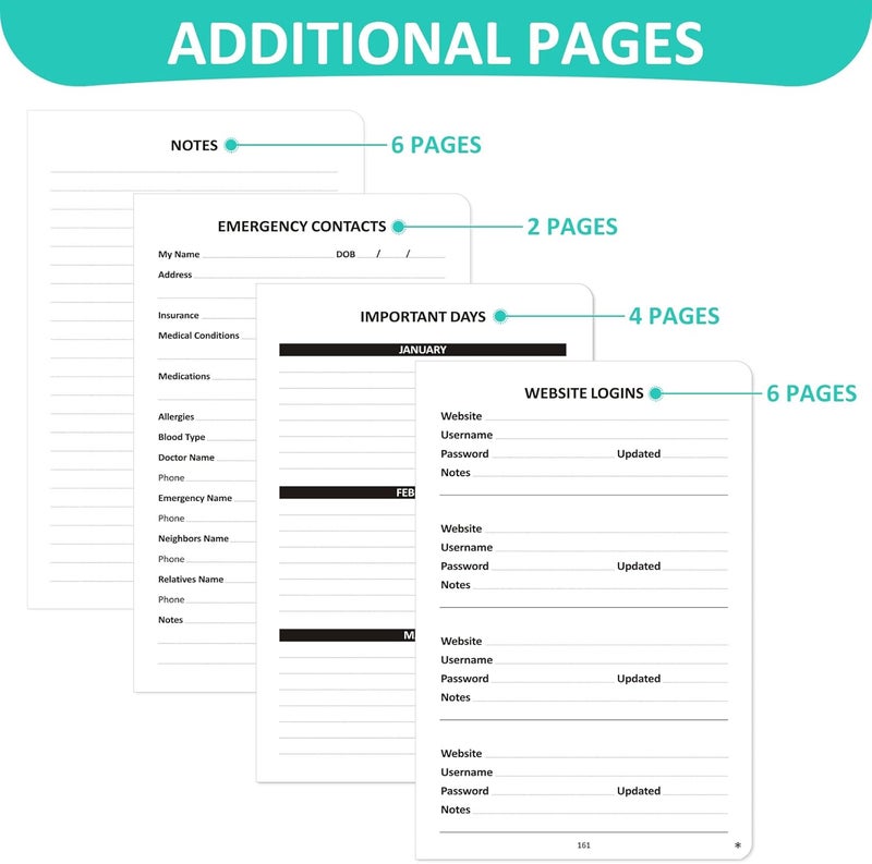 COMKISO Store Address Book with Individual Alphabetical Tabs Laminated, Large Print Address Book with 468 Wide Lining Entry Spaces, Change of Address Labels, Hardcover Address Book 5.7 x 8.5" - Aquamarine - Image 4